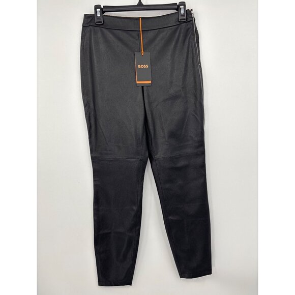 BOSS Hugo Boss Orange Taskin Slim Fit Faux Leather Ankle Pant Black Size 6 NEW - Picture 4 of 9